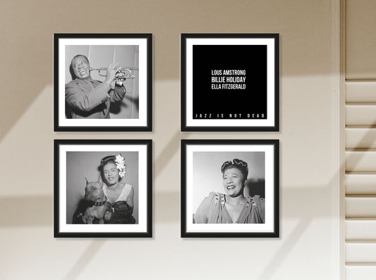 Set de 4 cuadros - Ella Fitzgerald, Louis Armstrong & Billie Holiday