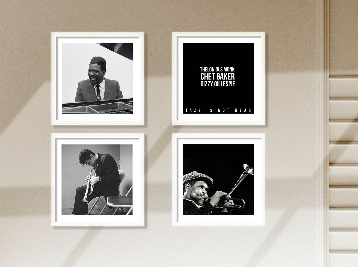 Set de 4 cuadros - Thelonious Monk, Chet Baker, Dizzy Gillespie